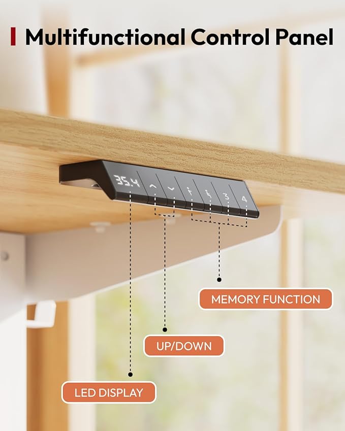 SANODESK Height Adjustable Electric Standing Desk 55x24 Inches, Sit Stand Desk with Splice Board for Home Office, Ergonomic Computer Workstation, Study & Gaming, White Frame/Maple Top