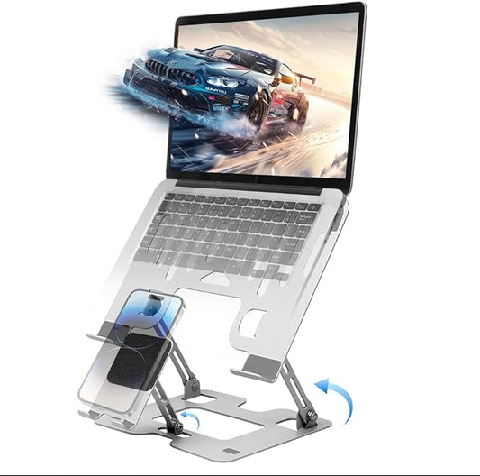 Alloy Steel Laptop Stand, Ergonomic Computer Stand, Desktop Laptop Riser, Compatible with MacBook Air/Pro, Dell, HP, Lenovo and Other 10-18 Inches Laptops, Silver