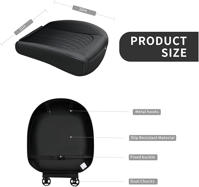 KAYI Car Seat Cover, Memory Foam Car Seat Cushion, Non-Slip Bottom Breathable Car Seat Cover, Relieve Tailbone Pain, Car Seat Protector, Suitable for 95% of Vehicles (Black, 2 Pack)