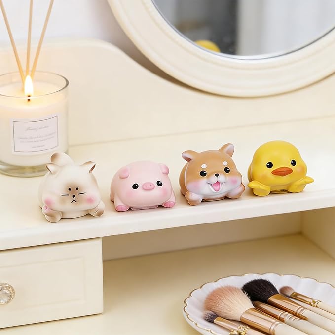 Computer Monitor Decor,Car Dashboard Decor,Cute Mini Animal Figurines,Resin Desk Decor, Mini Animal Statues for Aesthetic Room, Planter Pot,Computer Monitor,Car Monitor Decoration (Yellow)