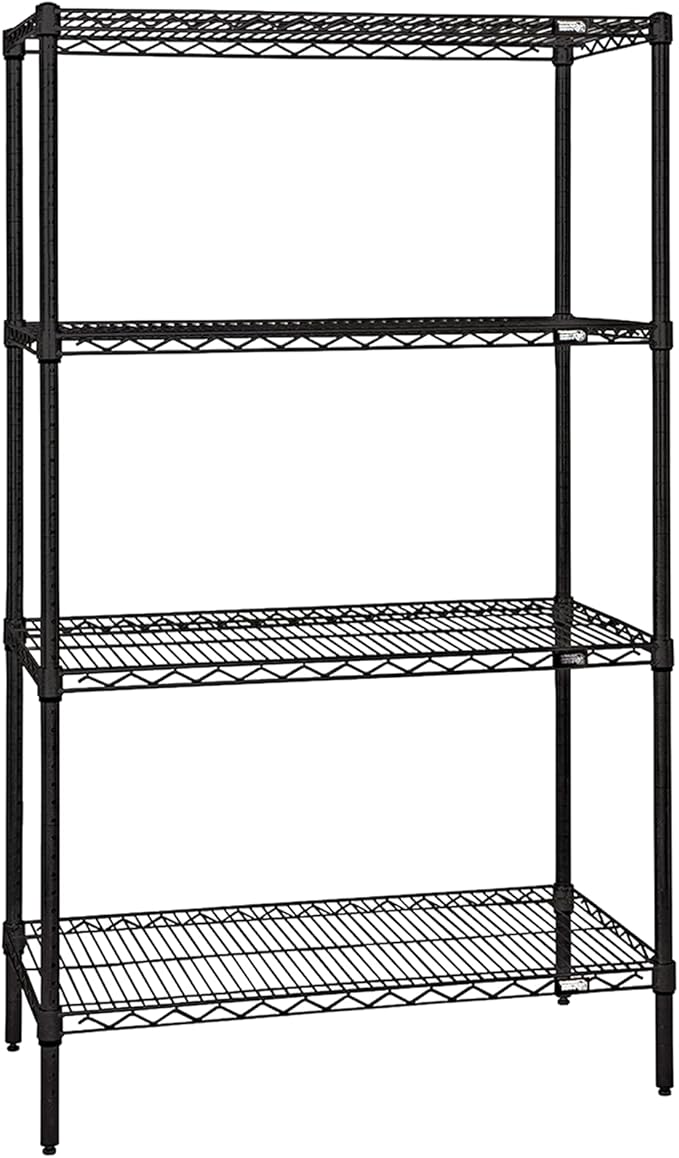 Wire 4 Shelf Starter KIT Black 74in