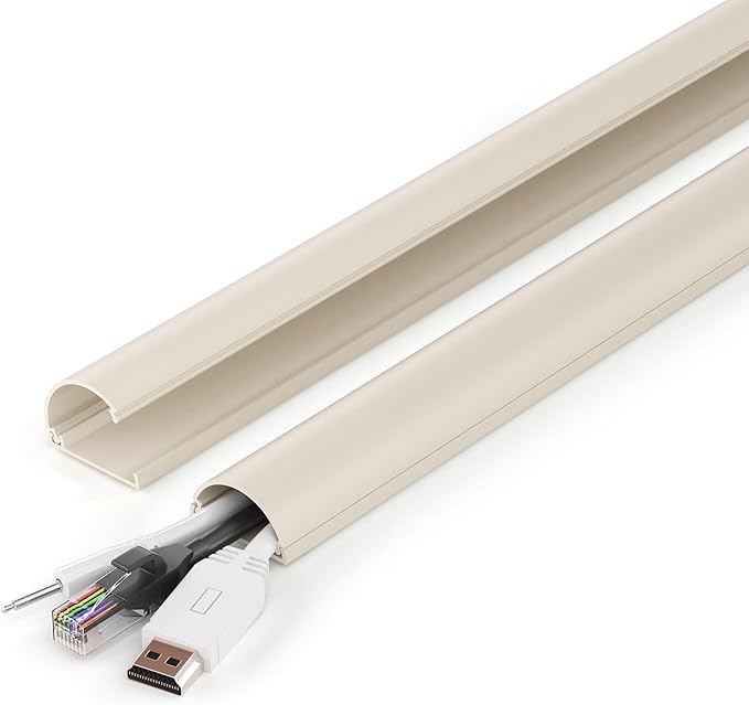 ZhiYo Cord Hider 34in (2X L17in), Cable Hider for 2-4 Cords, Wire Covers for Wall Mount TV, Cable Raceway Beige, W1.4in x H0.7in