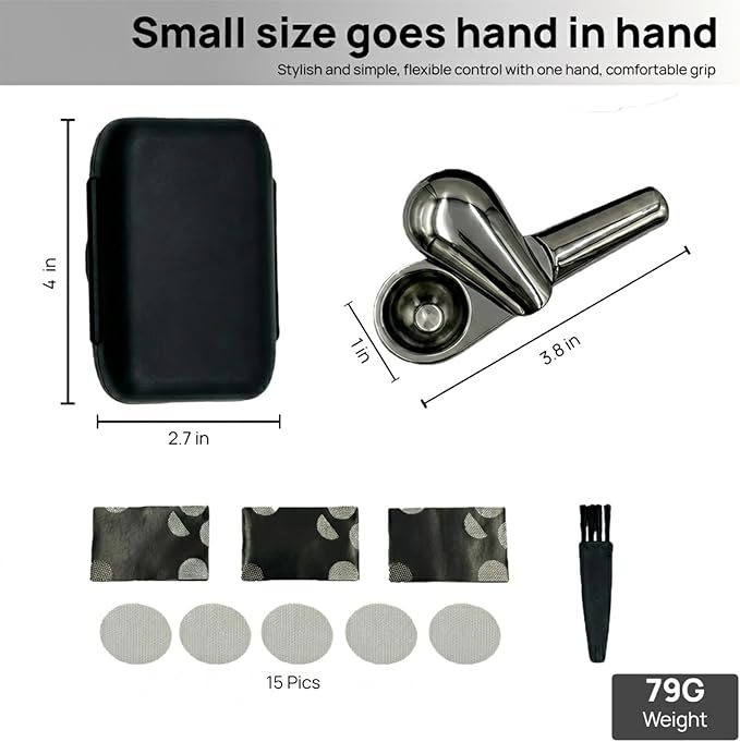Modern Zinc Alloy Tobacco Pipe Set, Traditional Handheld Pipe Accessory with Protective Storage Case and Cleaning Kit, Elegant Desktop Gift Edition (1)
