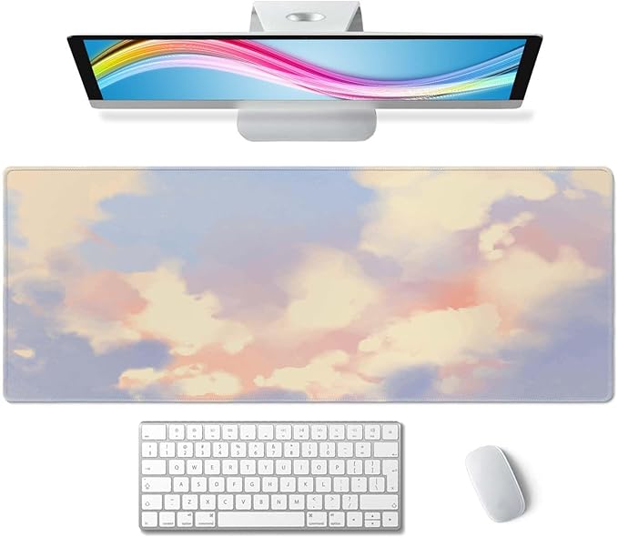 Desk Mat Pastel Color Sky Large Keyboard Mouse Pad for Laptop PC Setup Desk Cover Protector Desk DéCor for Office Home Work Gaming 31.5" X 11.8" Stitched Edge Non-Slip Design