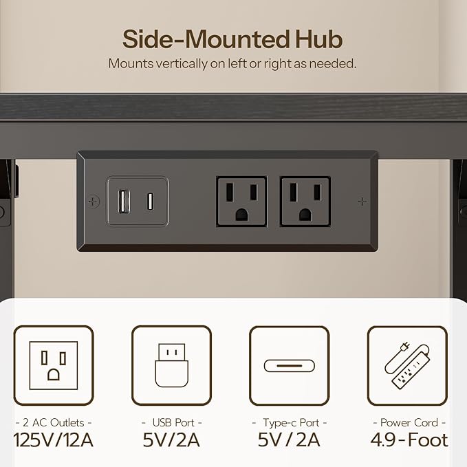HOOBRO Small Computer Desk, 28.3" Desk for Small Spaces, Home Office Desk with Power Outlet & Adjustable Monitor Stand, Compact Desk with Storage, Writing Table for Bedroom, Office, Black BB38UDN01
