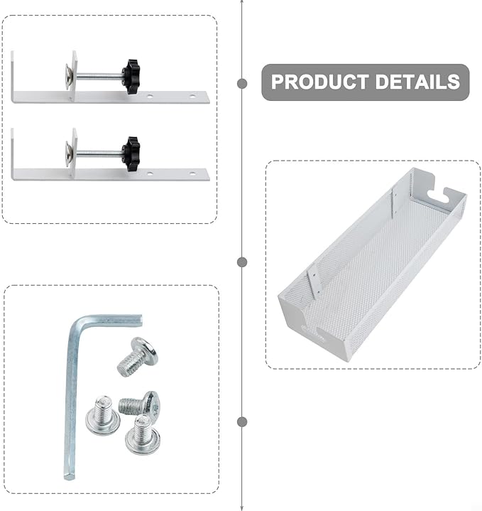 Cable Management Tray for Desk Clamp Mount Under Desk Wire Organizer in Carbon Steel for Home or Office No Drill Installation for Power Cords and Data Cables with Sleek Design(S-White)