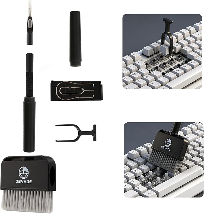 Keyboard Cleaner & Laptop Cleaning Kit - 9-in-1 Electronics Cleaning Brush Set with Keycap Puller, Screen Cleaner, Earbud Cleaner Pen for Computer, PC Monitor, MacBook, Phone, Airpods (Black)