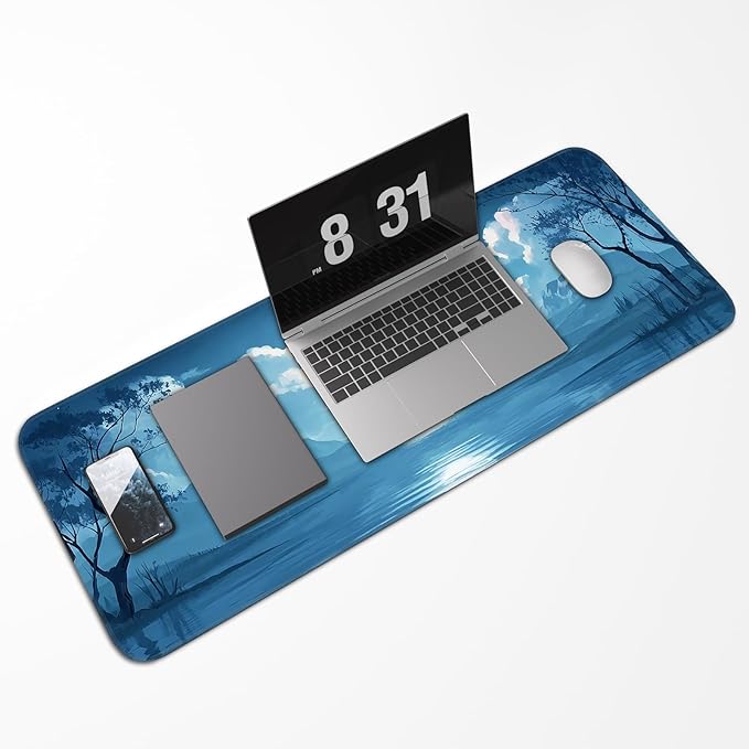 Mouse Pad, Moon Pattern, Non-Slip Rubber Base Gaming Mouse Pad for Home, Office, Gaming, Large 31.5x11.8 Inch Desk Pad