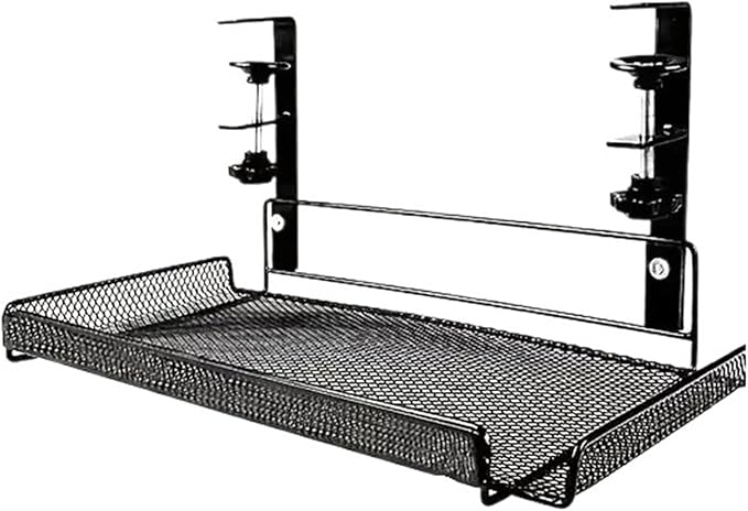 1PCS Under Desk Cable Management Tray No Drill Steel Organizers Wire Rack Shelf(Large black)