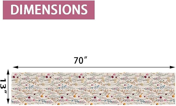 Watercolor Wild Flowers Table Runner, Seasonal Summer Colorful Flowers Holiday Kitchen Dining Table Decoration for Home Party Decor 13 x 70 Inch