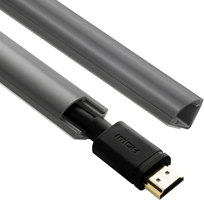 ZhiYo Corner Cable Concealer, 180in (5 x L36in) Corner Cord Hider for One Cord, Wire Covers for Cords, Paintable Cord Cover, Cable Management Channel Raceway for Wall, Floor Baseboard, Ceiling, Grey