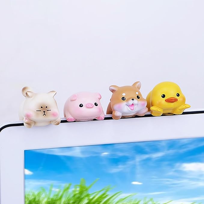 Computer Monitor Decor,Computer Monitors Decors Figurines,Personalized Animal Collectible Figurines, Monitor Decor for Home, Office,Car Decoration (Black)