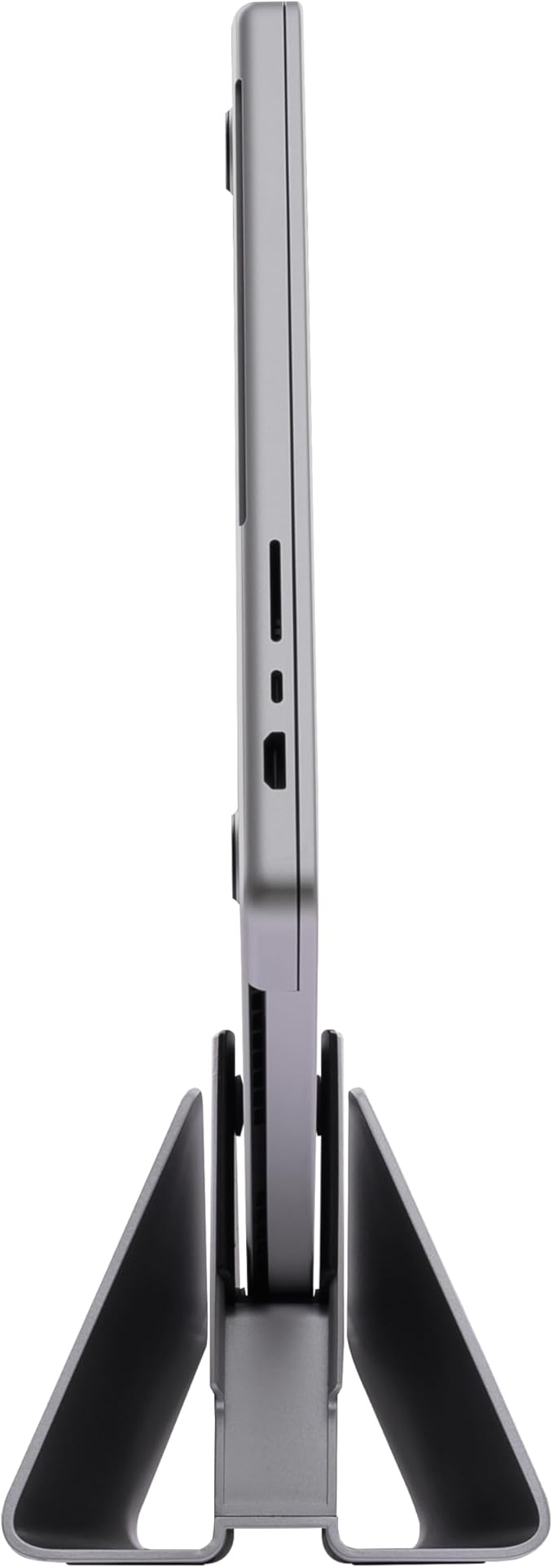 tyonit TiltSnap Pro Vertical Laptop Stand for MacBook Pro 14" & 16", Auto Thunderbolt4 USB-C Connection, Seamless Connection to The Docking Station or Display, 40Gbps, 100W PD, Space Gray