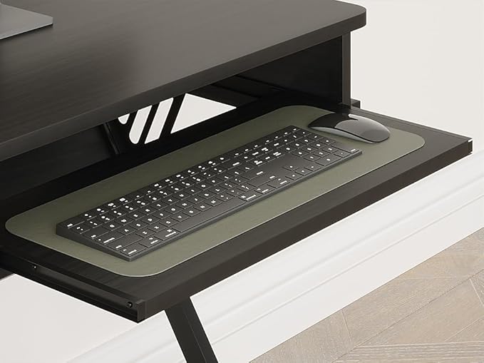 ALISENED 2 Tier Computer Desk with Keyboard Tray, 23.6" Home Office Desk Computer Workstation Rolling Study PC Laptop Table for Small Spaces,Z-Shaped Small Compact Study Table