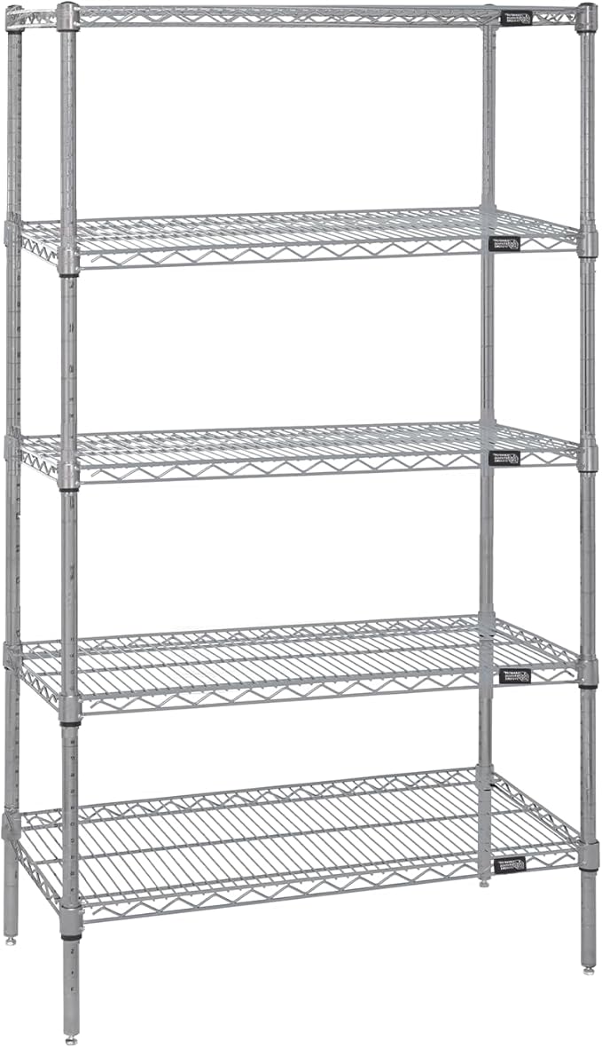 Quantum Storage Systems WR63-3636S-5 Starter Kit Wire Shelves Stainless Steel 5 Shelves 63" H x 36" W x 36" D