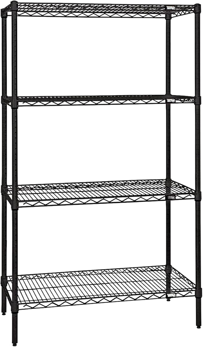 Quantum Storage Systems WR86-3660BK Starter Kit Wire Shelves Black Epoxy 4 Shelves 86" H x 60" W x 36" D