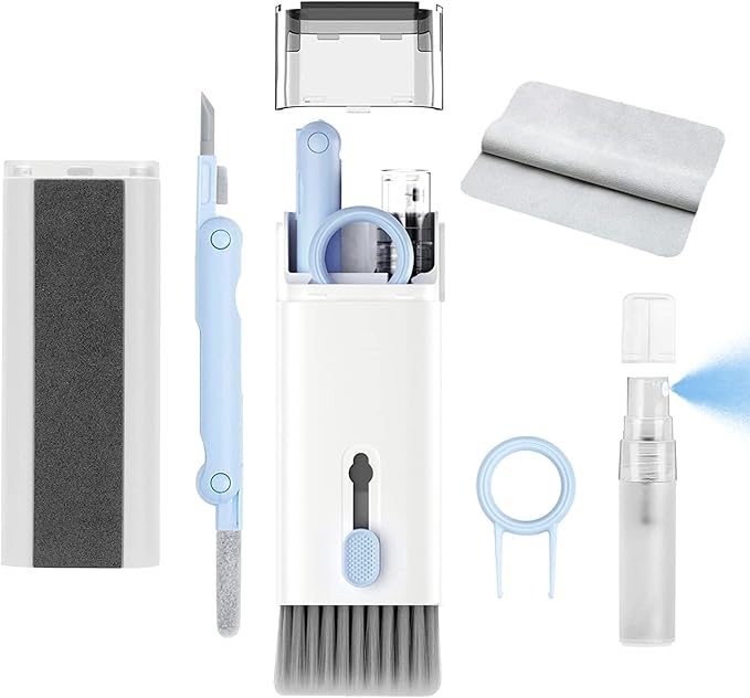 7 in 1 Electronic Cleaner kit - Keyboard Cleaner, Keyboard Cleaning Kit, Laptop Cleaner with Brush, Electronic Cleaner for Laptop/Phone/Computer/Screen (Give Away a Flannel Cloth) Blue