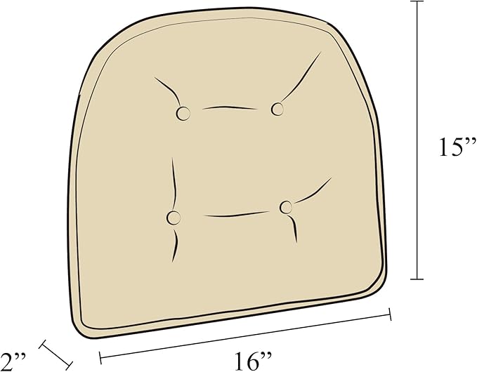 Non-Slip Chair Cushions, Assembled in USA, U-Shaped Skid-Proof Seat Pads for Dining Room, Kitchen, Office, 15"x16"