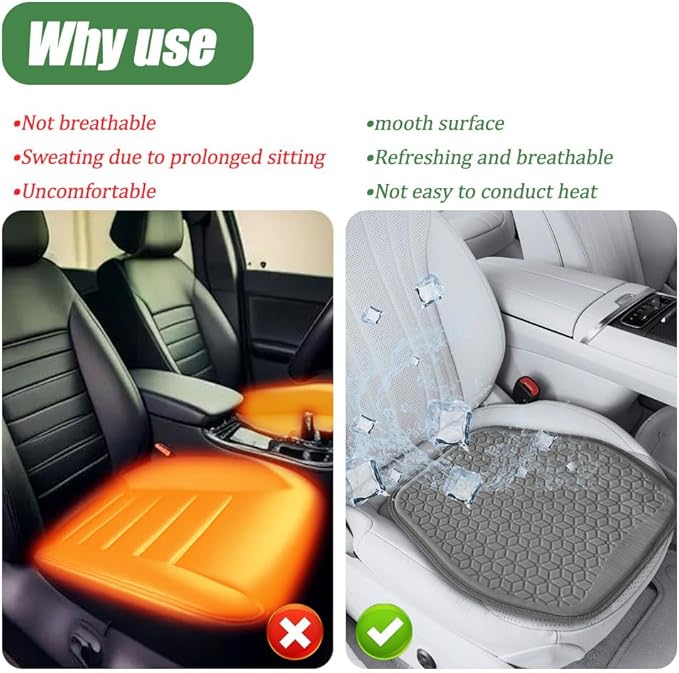Gel Car Seat Cushion, Office Chair Cushion, Non-Slip & Comfortable Automotive Chair Protector Pad for Driving, Breathable Automotive Front Seats Pad Universal for Car SUV Truck (Coffee)