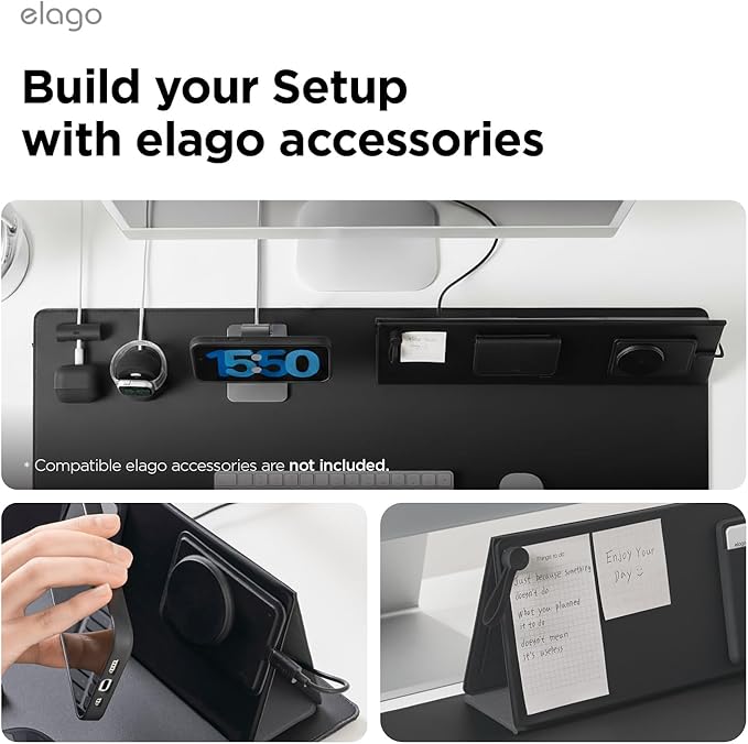 elago Smart Magnetic Desk Mat Compatible with All Magnetic Products -Paper Protector, Mouse Pad, Laptop, Non-Slip Top, Premium Waterproof Writing Pad for Office and Home (Black [Large]
