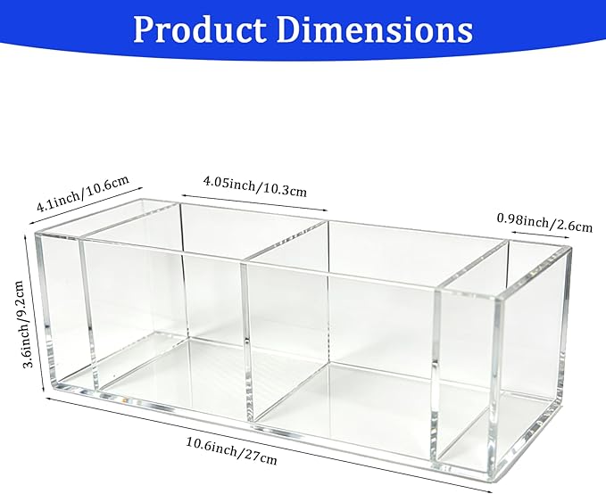 Clear Acrylic Cup Holder with Marker Slot, 4 Compartment Disposable Cup Dispenser Organizer, Coffee Bar Accessories for Home Kitchen, Office Break Room, Party Buffet, Bar Counter Decor