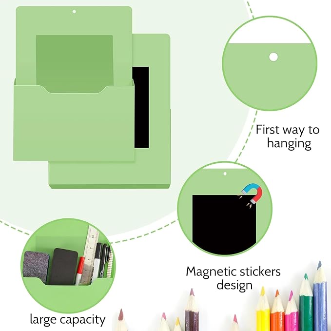 Fuutreo 6 Pcs Magnetic Wall File Organizer Magnetic Wall File Holder Refrigerator Magazine Holder for Mail Letters Paper(Macaron Color,Vertical-3 Mixed Size)