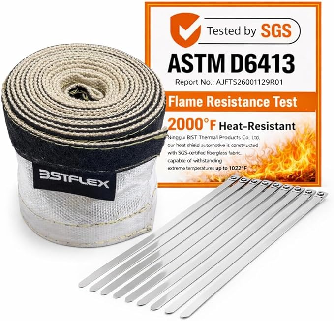 Heat Shroud Sleeve 3/4'' I.D x 10FT Aluminized Sleeving Express Wire Heat Shield Aluminized Hose and Silver Hose Wire Protection Barrier with Hook and Loop Closure