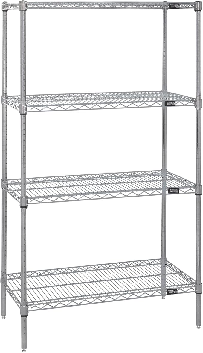 Quantum Storage Systems WR74-2124S Starter Kit Wire Shelves Stainless Steel 4 Shelves 74" H x 24" W x 21" D