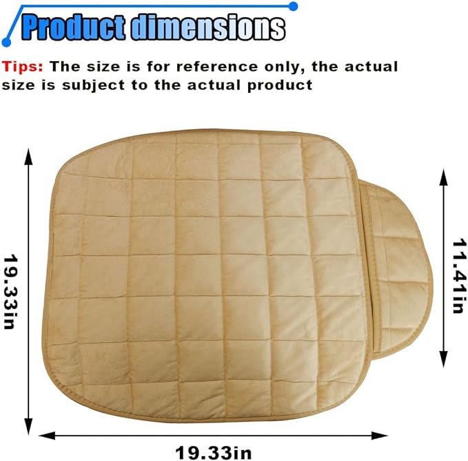 LAINLOY Car Seat Cushion, Soft Plush Vehicle Driver Seat Pad with Storage Pocket, Non-Slip Flat Rubber Bottom, Universal Seat Protector Cover for Truck, Car, SUV, Home, Office, Chair(Beige)