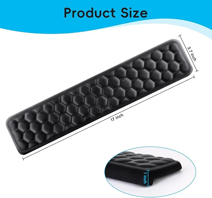 MOSISO Wrist Rest for Keyboard&Keyboard Stand Set, Honeycomb Structured Ergonomic Wrist Rest Pad, Non-Slip Base with Easy Typing Working Acrylic Clear Holder for Office Home, Black