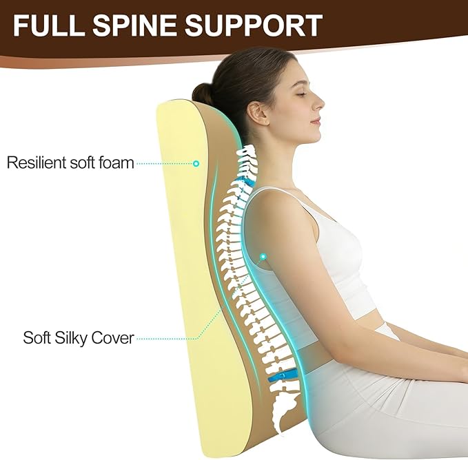 2-in-1 Neck Pillow Lumbar Support Pillow for Recliner Couch & Nursery Glider Chairs- High-Resilient Foam Cushion Ergonomic Back Support for Comfort in Rocking, Feeding, Nursing Brown S