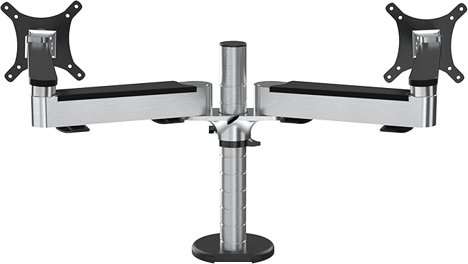VERSADESK OmniView Dual Monitor Stand - Height Adjustable Arms for 24"-27" Screens - Desk Mount with 360° Rotation - VESA Compatible - Each Arm Supports up to 15lbs | Black