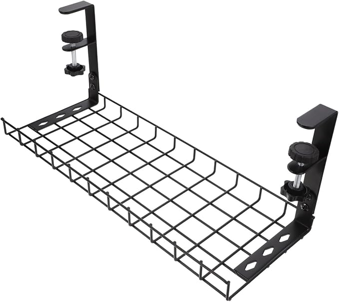 Homoyoyo Desk Cable Tray Cord Organizer No Drill Cable Management Rack Large Capacity Wire Storage Holder for Office Desk 500mm Black