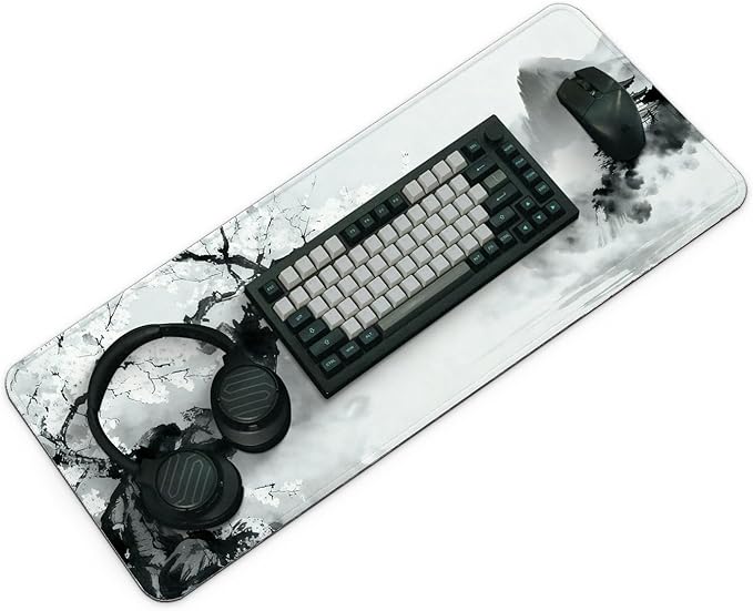 Gaming Mouse Pad with Anti-Slip Rubber Base, Extended Large Computer Mouse Mat with Stitched Edges, Long XL Anime Mousepad for Laptop and Keyboard, 31.5 x 11.8 inch (Japanese Cherry Blossom)