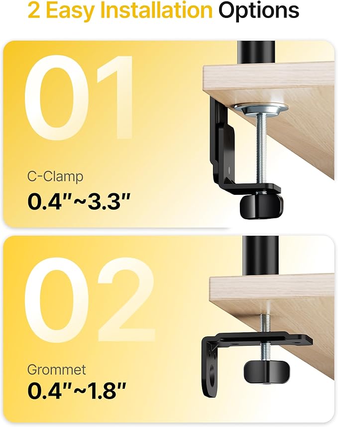 monTEK Triple Monitor Stand Mount, Fully Adjustable Desk Mount for 3 Screen up to 17”-32” and 22lbs Capacity Each Arm, Stable Monitor Arm with C Clamp and Grommet Base, VESA 75x75mm/100x100mm