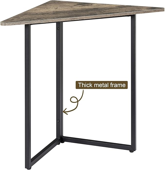 VECELO Corner Shelf, End Side Tables, Triangle Shelves with Metal Frame for Small Space, Living Room, Kitchen, Bathroom Classic Grey 2 Set