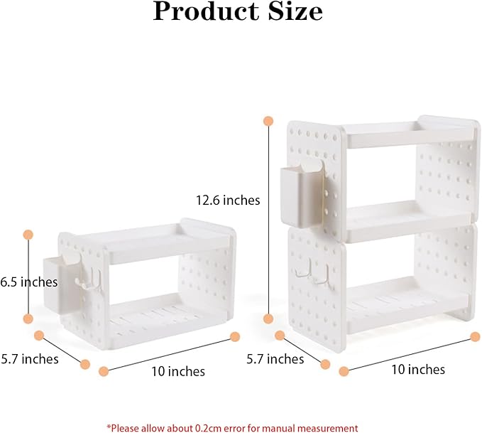 Lae Nuvole Desktop Organizer Shelf Stationery Organizer with Pen Holder Office Desk Top Pegboard Shelf Plastic Combinable Storage organizer for Desk, Office, Tabletop, Dorm (Pink, 2 Tier)