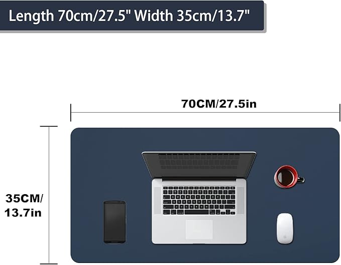Large Leather Desk Pad Protector 27.5"x13.7",Non-Slip Durable Office Desk Mat for Writing, Computer, Laptop, Mouse Pad & Desktop Use,Desk Protector Mat,Dark Blue