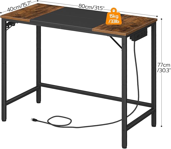 HOOBRO Computer Desk Bundle, L Shaped Gaming Desk with LED Light & Power Outlet, Storage Shelves & Drawer, 3 Hooks for Study Room, Home Office, Rustic Brown and Black BF40UDN01-BF18UDDN01