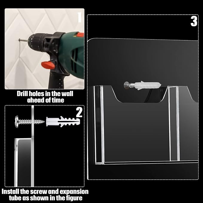 Eersida Acrylic Brochure Pamphlet Holder Brochure Display Stand Business Tri Fold Multi Slot Holder Rack Wall Mount Clear Pocket Space Saver for Flyer Literature Menu Advertise(12 Pockets)