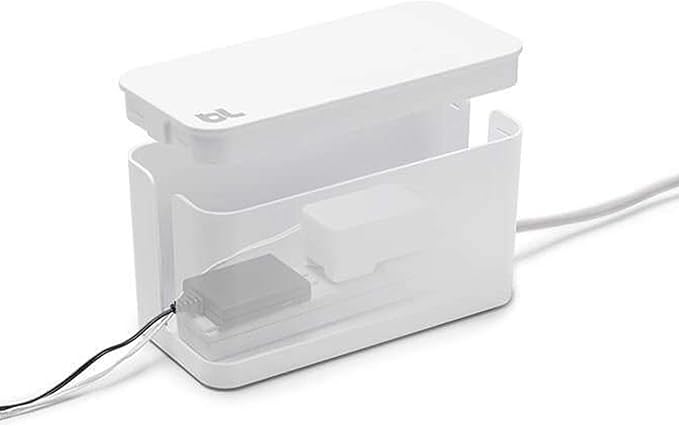 Bluelounge CableBox Cable and Cord Management System - Set of 1 Large and 1 Mini Box - Black