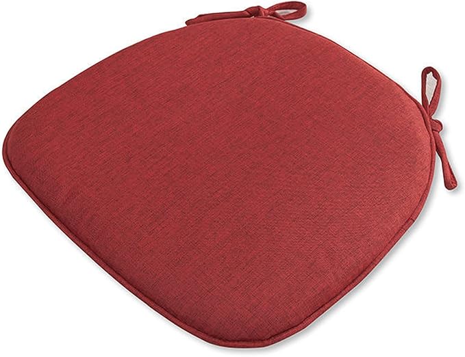 U Shaped Chair Cushion Cover with Ties for Dining Chair Pad Set of 1 Linen Thick Non Slip Seat Cushion for Kitchen Living Room Office Chair Decor Machine Washable 17"x 16" (Red, 1)