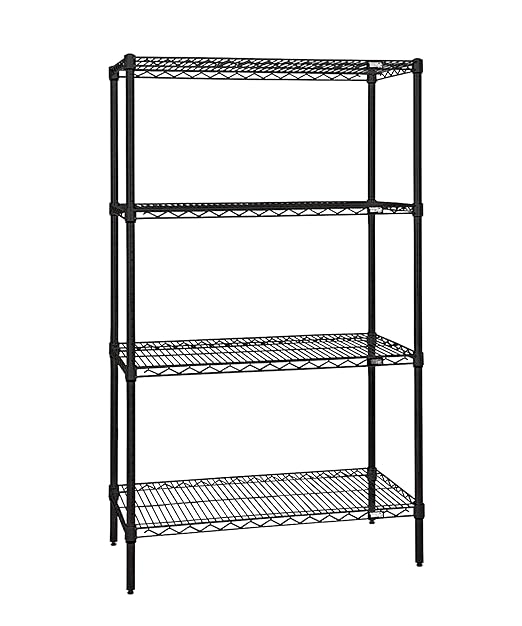 Quantum Storage Systems WR74-1848BK Starter Kit Wire Shelves Black Epoxy 4 Shelves 74" H x 48" W x 18" D