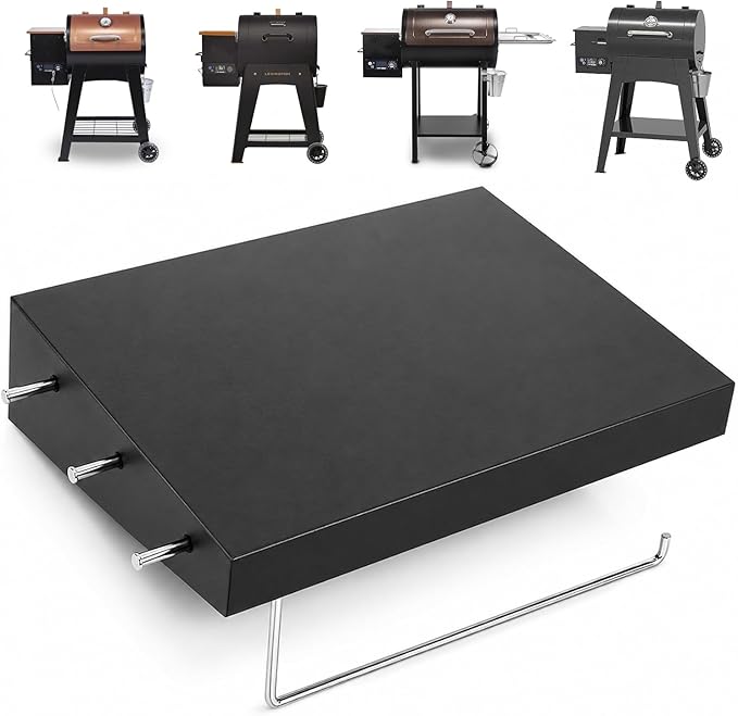 Utheer Grill Side Shelf with Paper Towel Holder for Pit Boss Lexington 540 Lexington 500 Onyx PB440D2 PB440FB1, Easy-Check Fit Accessory for Outdoor Cooking or Use