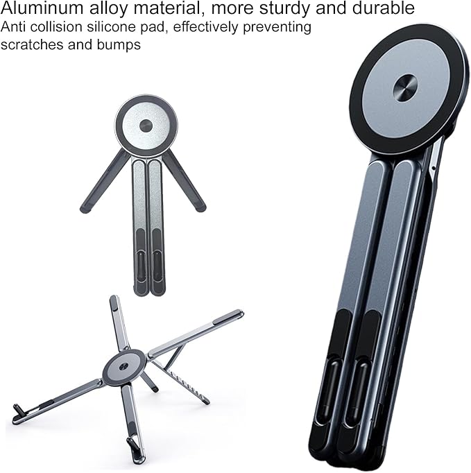 Multi-Purpose Portable Magnetic Stand, Suitable for Smartphones, Pad，Laptop， AluminumAlloy Material,Suitable fortraveling, Official Working and Leisure, and Home Entertainment (E05-gray)