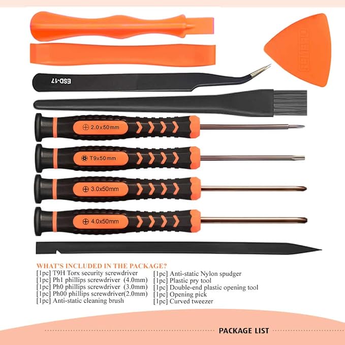 Cleaning Repair Tool Kit for PS4 PS5, TECKMAN TR9 Torx Security Screwdriver with PH00 PH0 PH1 Phillips Screwdriver Set for Sony Playstation 4,5 Main,Controller Tear Down and Dust Removal