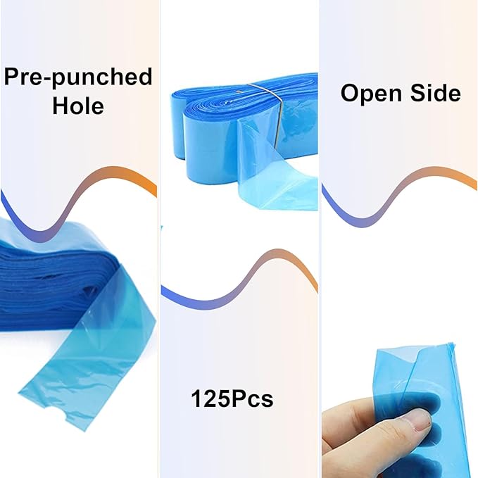 Tattoo Cord Covers Sleeves - NAQASE 125pcs Tattoo Clip Cord Cover Tattoo Pen Bags Tattoo Cord Sleeves Blue Clip Cord Covers Wrap