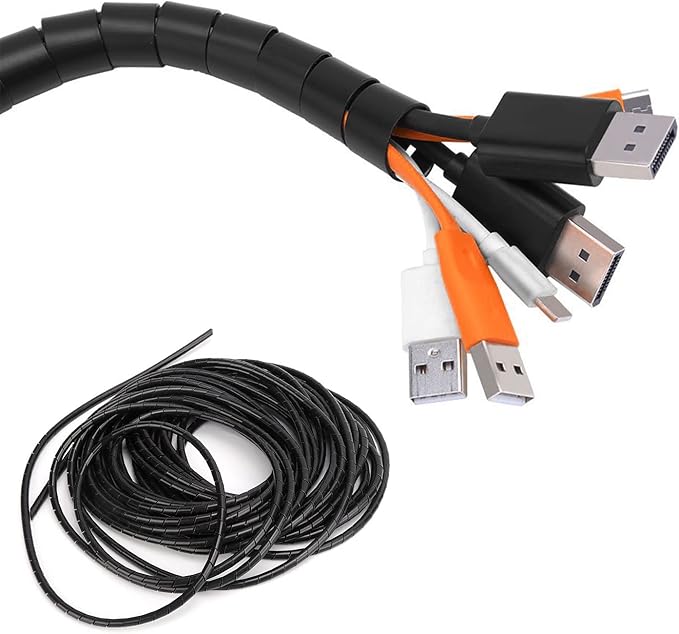 Spiral Cable Wrap - 25 Ft 3/8" Spiral Wire Wrap Cord Covers Bundle Sleeve Hose for Computer Electrical Wire Organizer (3/8 Inch-25Ft)