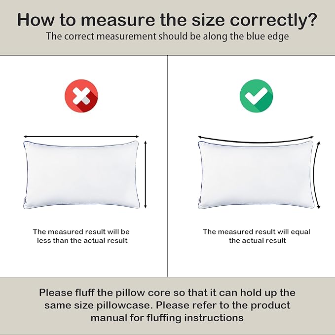 12x20 Pillow Insert Set of 2–Lumbar Pillow Inserts,Soft Rectangular Cushion Inserts, Hypoallergenic Virgin Microfiber Filling, Machine Washable