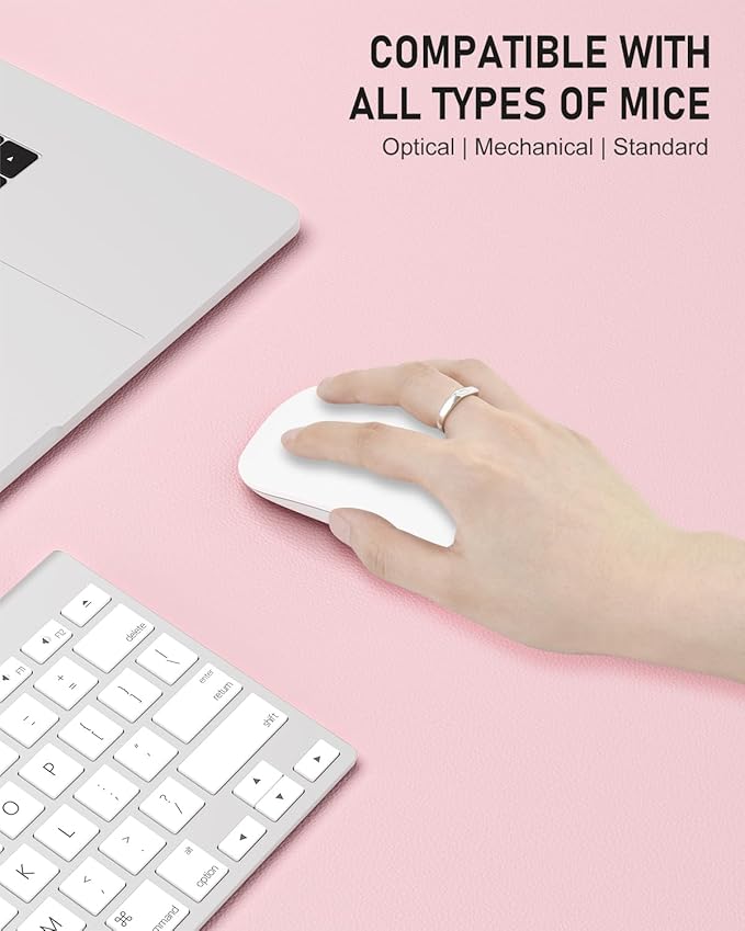 Desk Pad, 35.5" x 17" PU Leather Non-Slip Desk Mat Large Mouse Pad for Desktop, Waterproof Laptop Computer Writing Mat for Office, Home, Work, Gaming, Light Pink